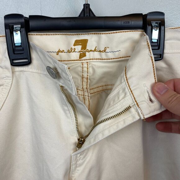 7 For‎ All Mankind Jeans Women's 31 White U112068U-068U Made In USA Embroidered - Picture 6 of 12